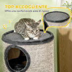 3-Tier Cat House with Sisal Scratching Post and Plush, Ø38x70cm, Grey