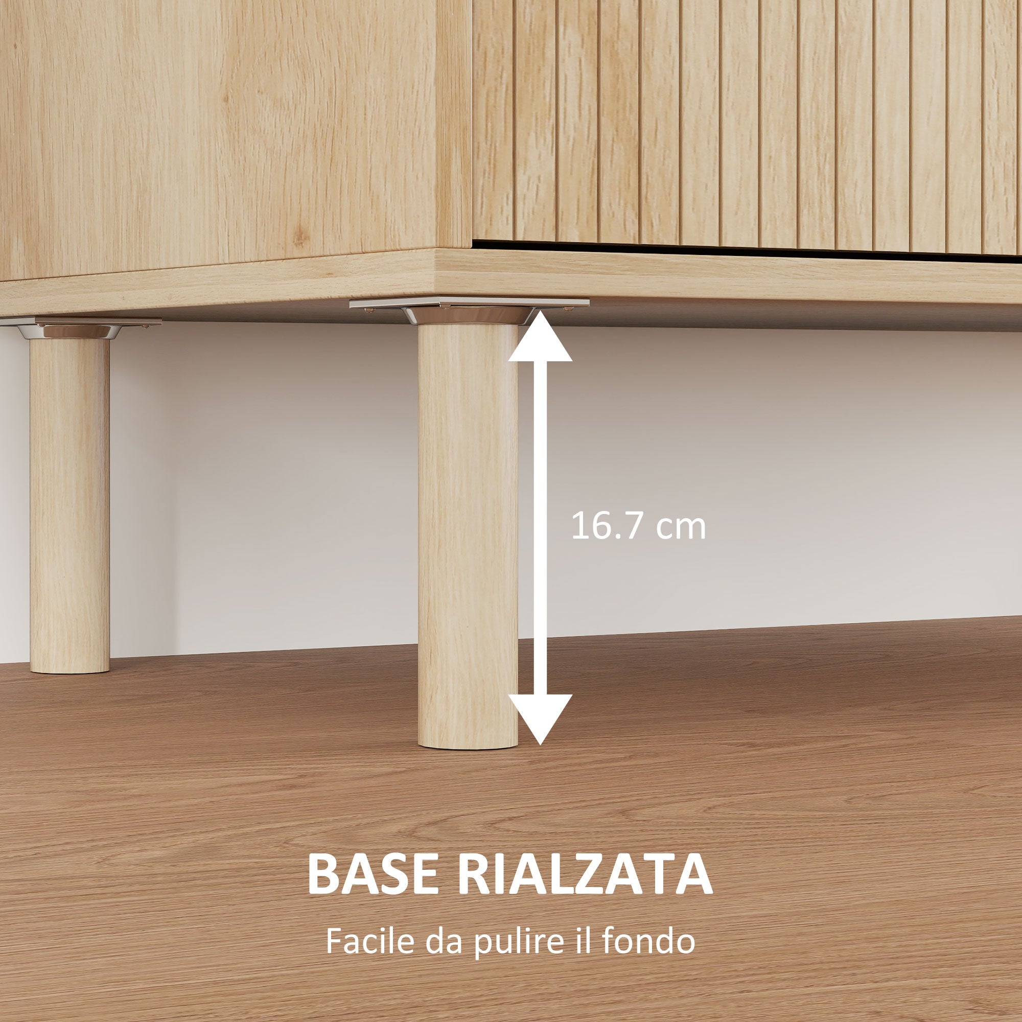 2-Tier Wooden Storage Cabinet with 3-Tier Adjustable Shelf, 78x40x77.5 cm, Oak Color