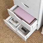 5-Drawer Office Chest with Swivel Casters with Brakes, 40x40x67 cm, White