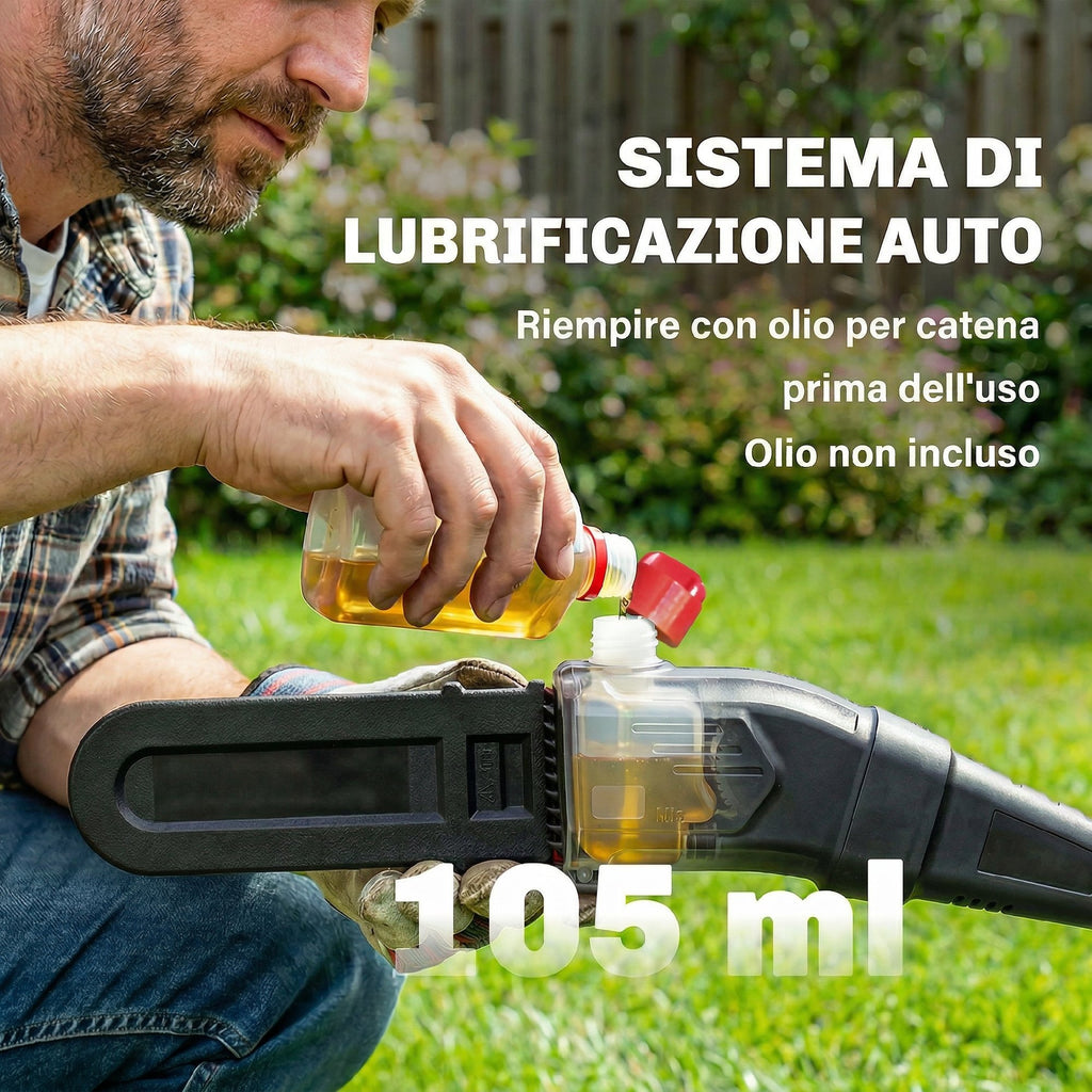 Outsunny 1.94m-2.56m Cordless Telescopic Chainsaw with Automatic Lubrication