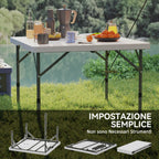 Folding Camping Table with 2 Adjustable Heights in HDPE and Metal, 86x86x74 cm, White