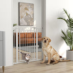 Adjustable Dog Gate 76-104 cm, 106 cm High Gate with 2 Extensions, White