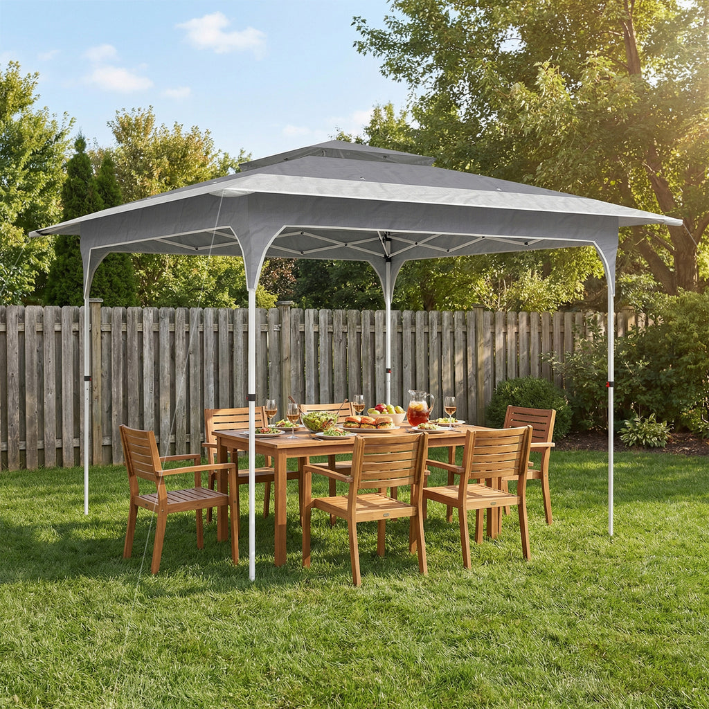 Outsunny Folding Gazebo Pop Up Garden Gazebo, 3.5x3.5 m, Dark Grey