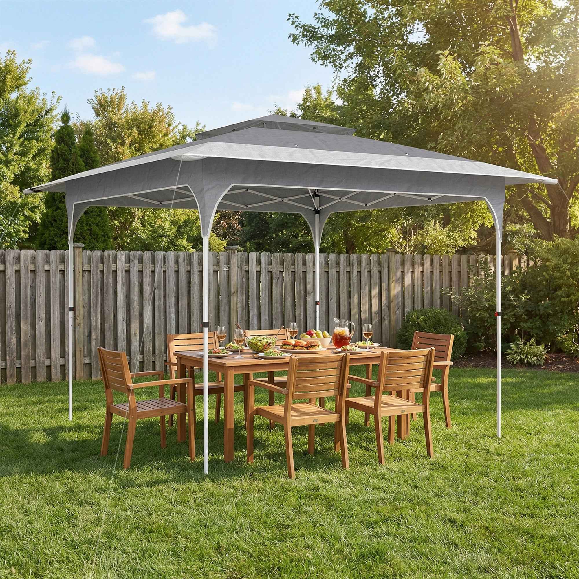 Outsunny Folding Gazebo Pop Up Garden Gazebo, 3.5x3.5 m, Dark Grey