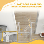 Adjustable Dog Gate 76-104 cm, 106 cm High Gate with 2 Extensions, White