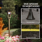 Outsunny Garden Lamp with 6h Autonomy and Ground Anchoring, in ABS and Polycarbonate, 15x15x127 cm, Black - Borgè