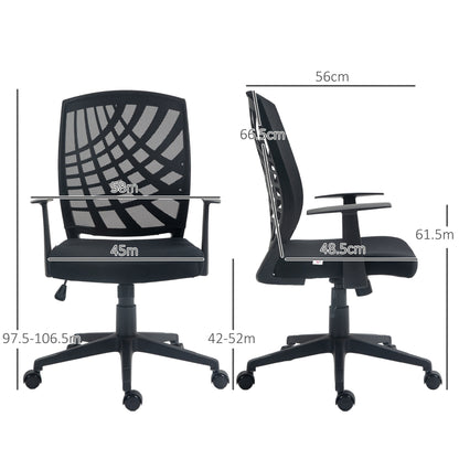 Ergonomic Swivel Office Chair with Adjustable Height, Rocking and Mesh Fabric, Black