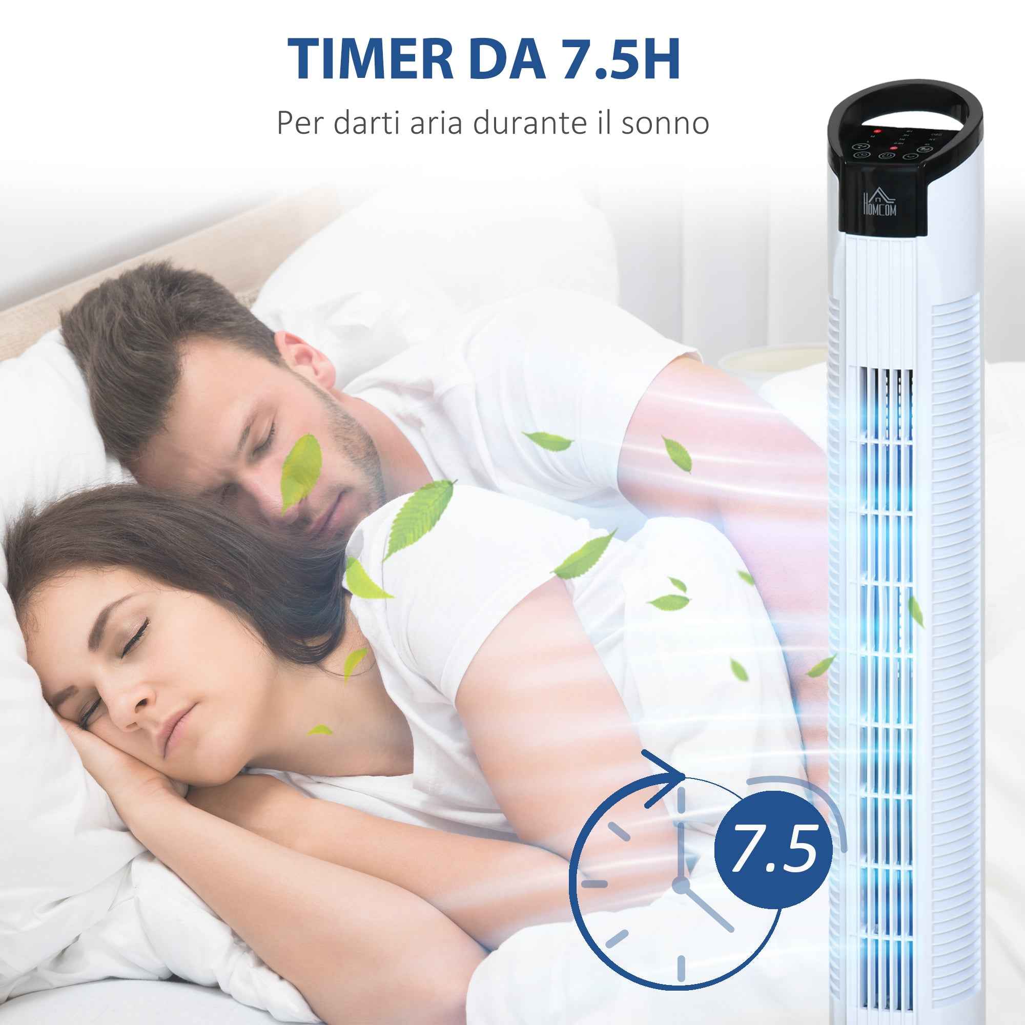 HOMCOM Tower Fan with 5m Remote Control, 70° Oscillation, 3 Functions and 3 Speeds, Black