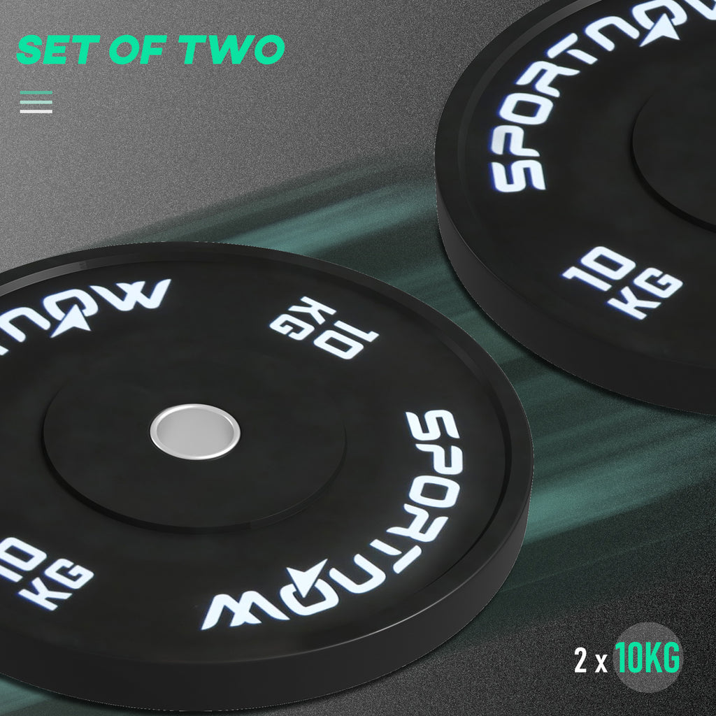 SportNow Set of 2 10kg gym discs for barbell and dumbbells with Ø5cm, black attack - Borgè