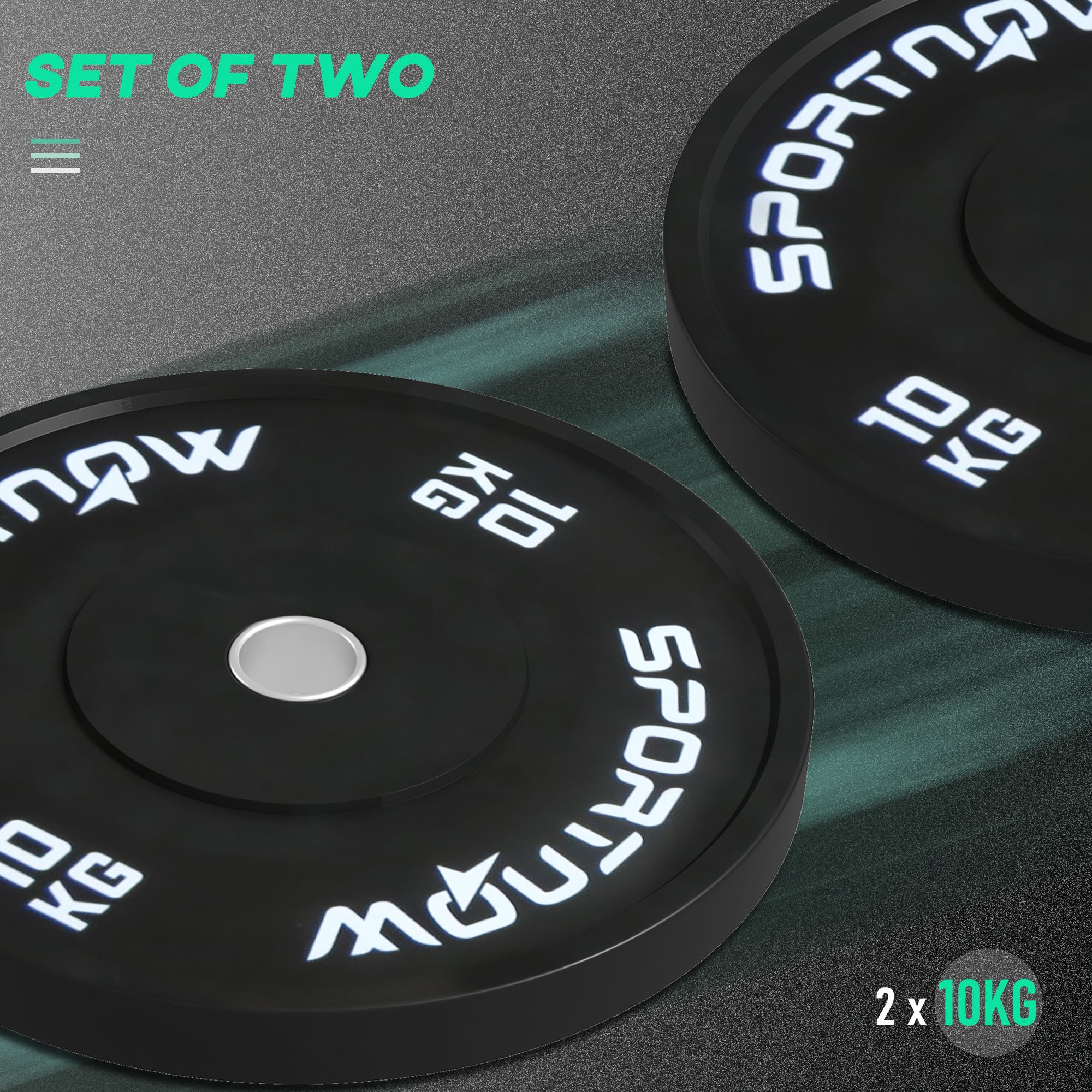 SportNow Set of 2 10kg gym discs for barbell and dumbbells with Ø5cm, black attack - Borgè