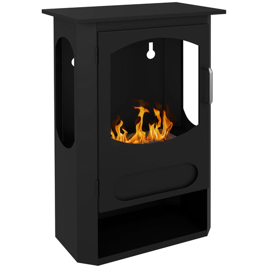 Freestanding Bioethanol Fireplace, 1.2L Burner, 3 Hour Burn Time, 20-25m² Heated Area, Black