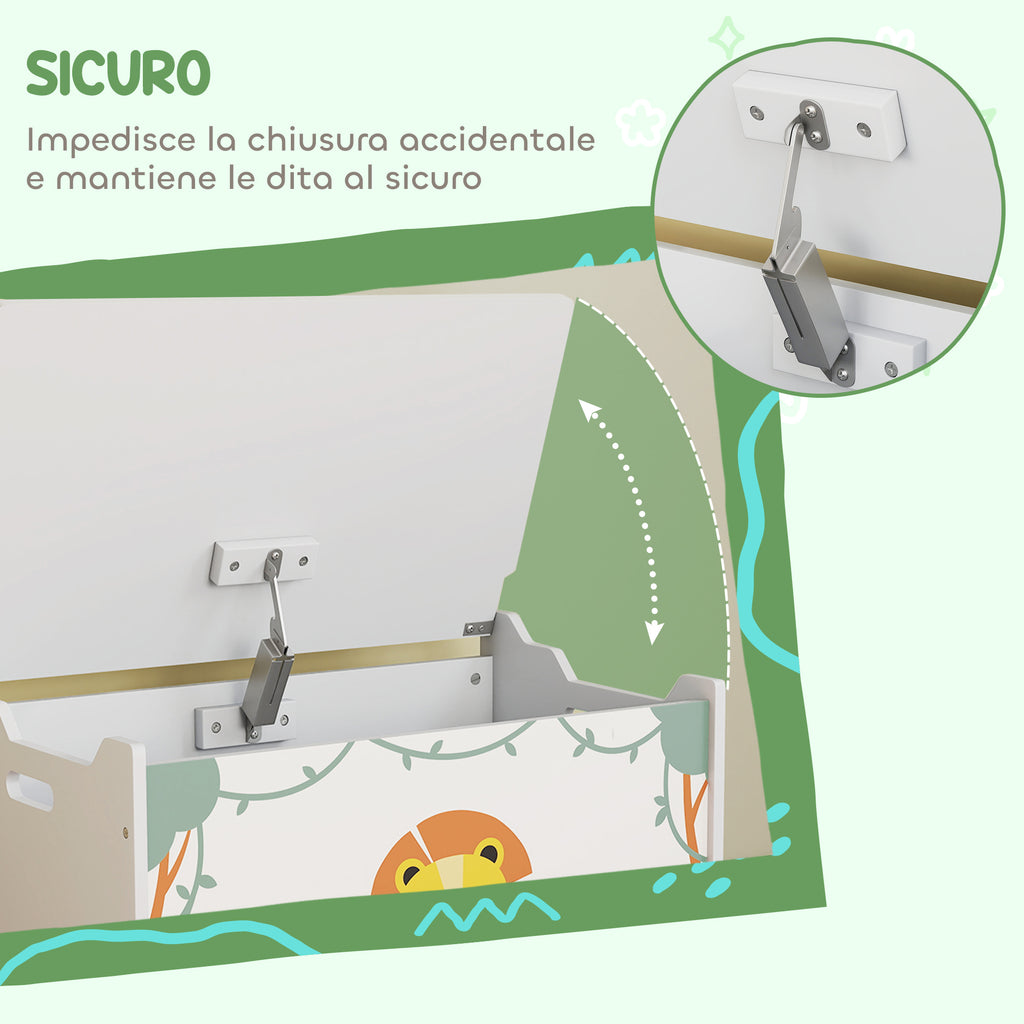 Children's Toy Storage Chest with Lid for Toys and Clothes, 60x37x39 cm, Green