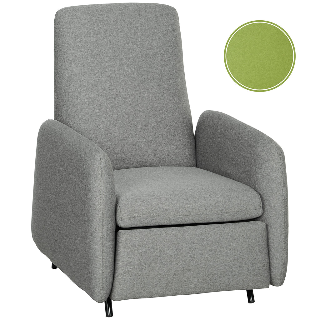 Reclining Relax Armchair with Removable Footrest, Replacement Cover and Seat with Springs, Gray