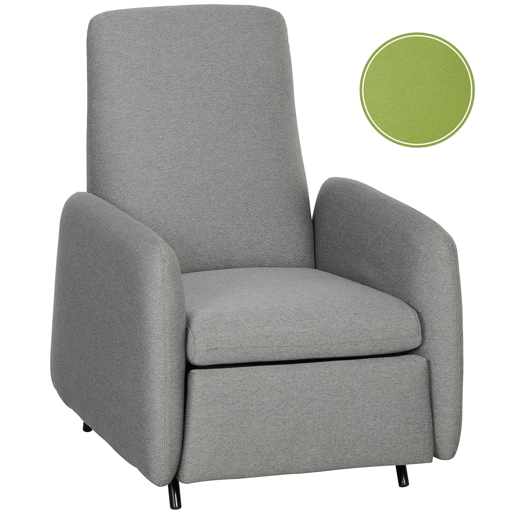 Reclining Relax Armchair with Removable Footrest, Replacement Cover and Seat with Springs, Gray