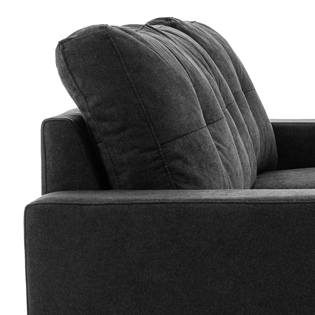 3 Seater Corner Sofa with Reversible Peninsula and Cushions, in Linen Effect Fabric, 193x136x85 cm, Black
