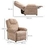 Manual Reclining Fabric Relax Chair with Removable Footrest and Side Pocket, Beige