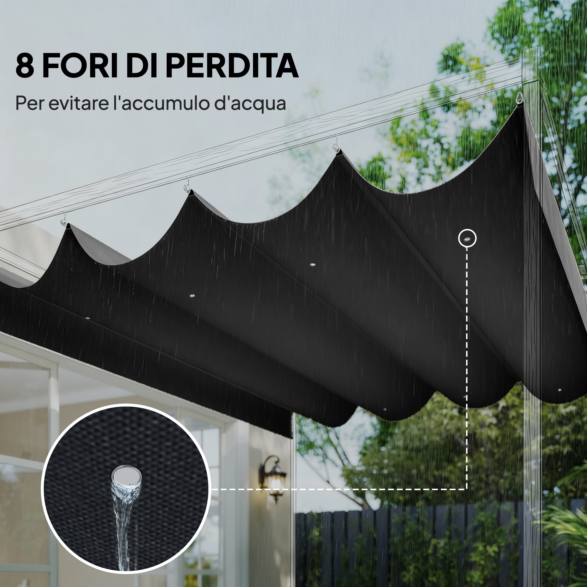 Outsunny Dark Grey Polyester Anti-UV Outdoor Pergola Cover with 8 Drainage Holes, 392x350 cm