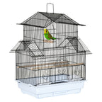 Metal and Plastic Bird Cage with Carrying Handle and Removable Tray, 50.5x41x63 cm, White