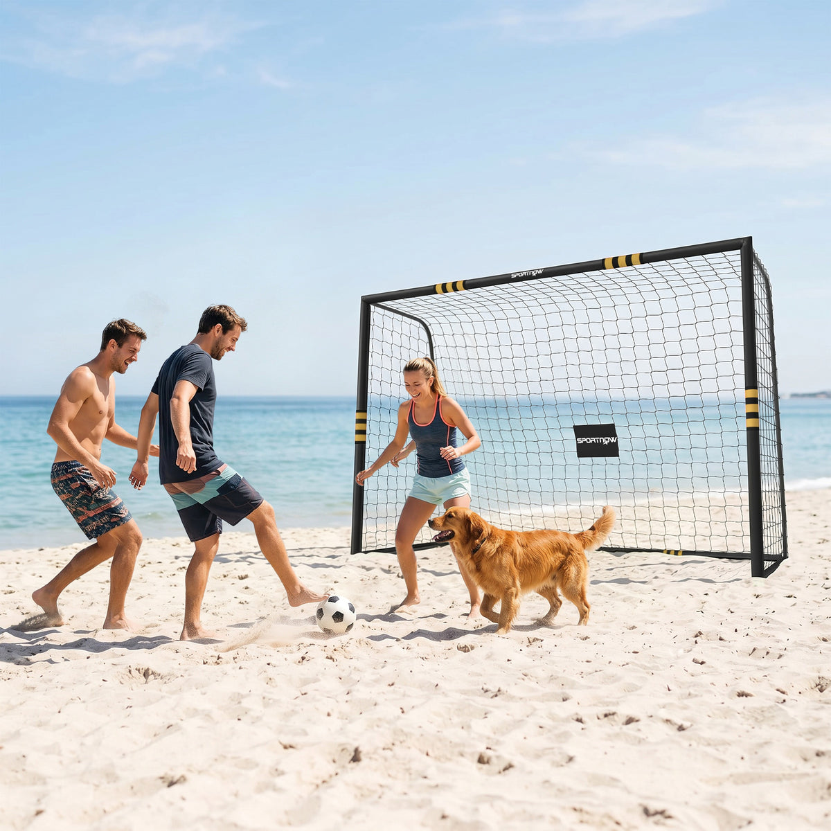 SPORTNOW Soccer Goal with Net and EPE Padding, 3x1.2x2 m, Yellow