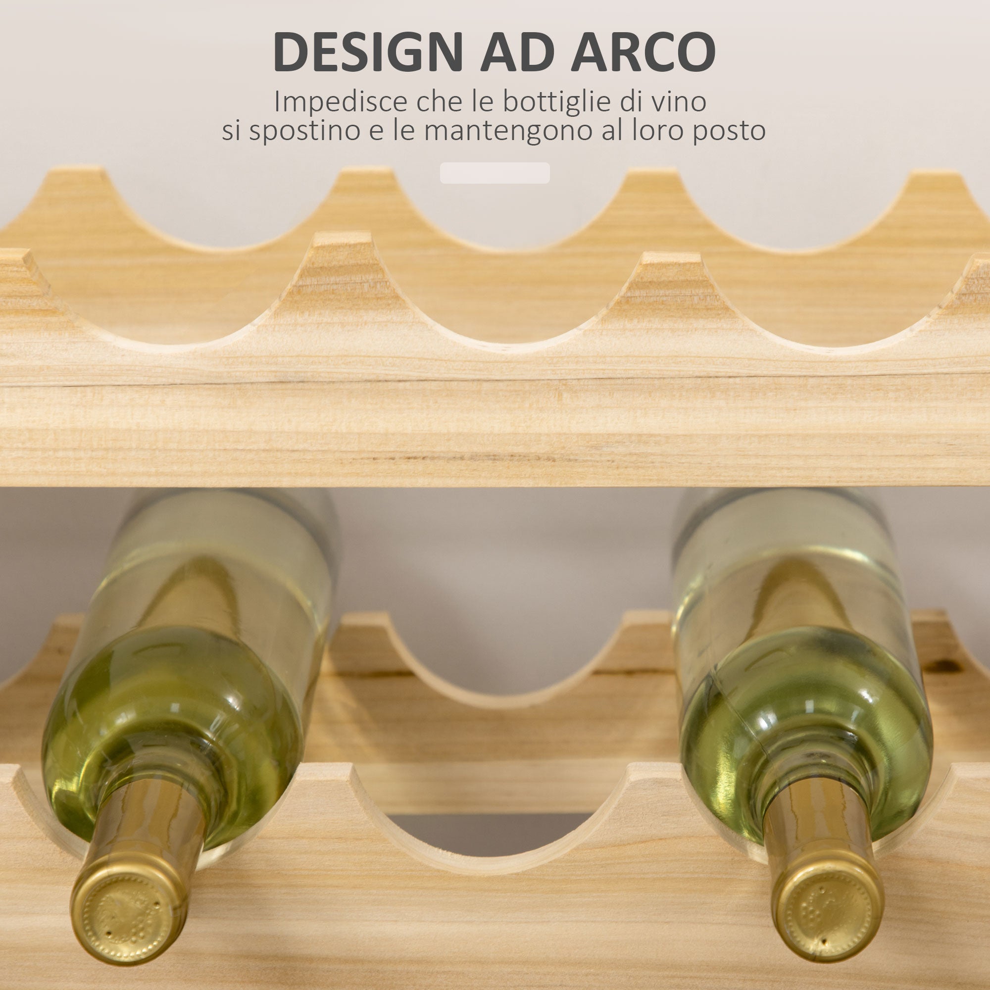 Bottle Rack in Fir Wood, Wine Cellar with 6 Shelves for 72 Bottles and Maximum Weight 100 kg, 114x28x85 cm, Natural Wood