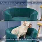 Padded Dog Sofa with Backrest and Removable Cushion, Indoor Cat Bed, 65x64x37 cm, Green - Borge' Group Limited