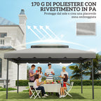 Outsunny 3x4m 2-Tier Gazebo Roof with 8 Drainage Holes in Light Grey Polyester