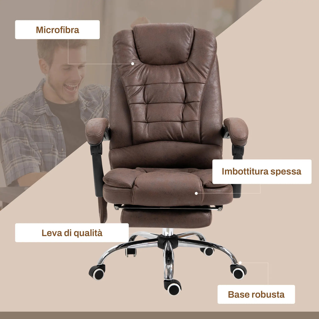 Office Chair Massage with Heat, Reclining and Adjustable Height, Brown