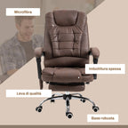 Office Chair Massage with Heat, Reclining and Adjustable Height, Brown