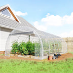Outsunny 3x6x2 m Tunnel Greenhouse with Roller Doors, Steel Frame and Anti-UV PE Cover, Transparent