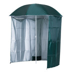 Outsunny 2x2m Beach and Garden Umbrella with Awning, Polyester and Metal, Green and White
