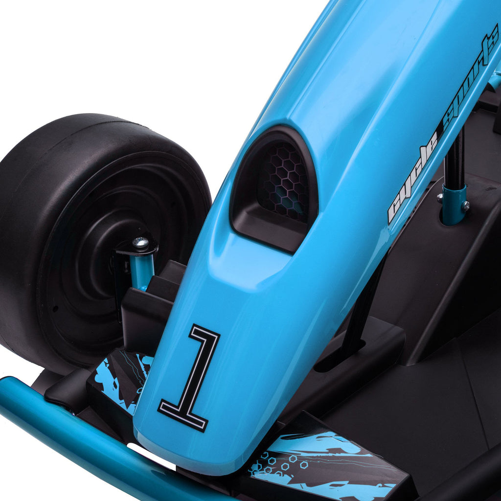Electric Go-Kart for Children 8-12 Years with High Backrest and Safety Belt, 115x77x54 cm, Blue and Black