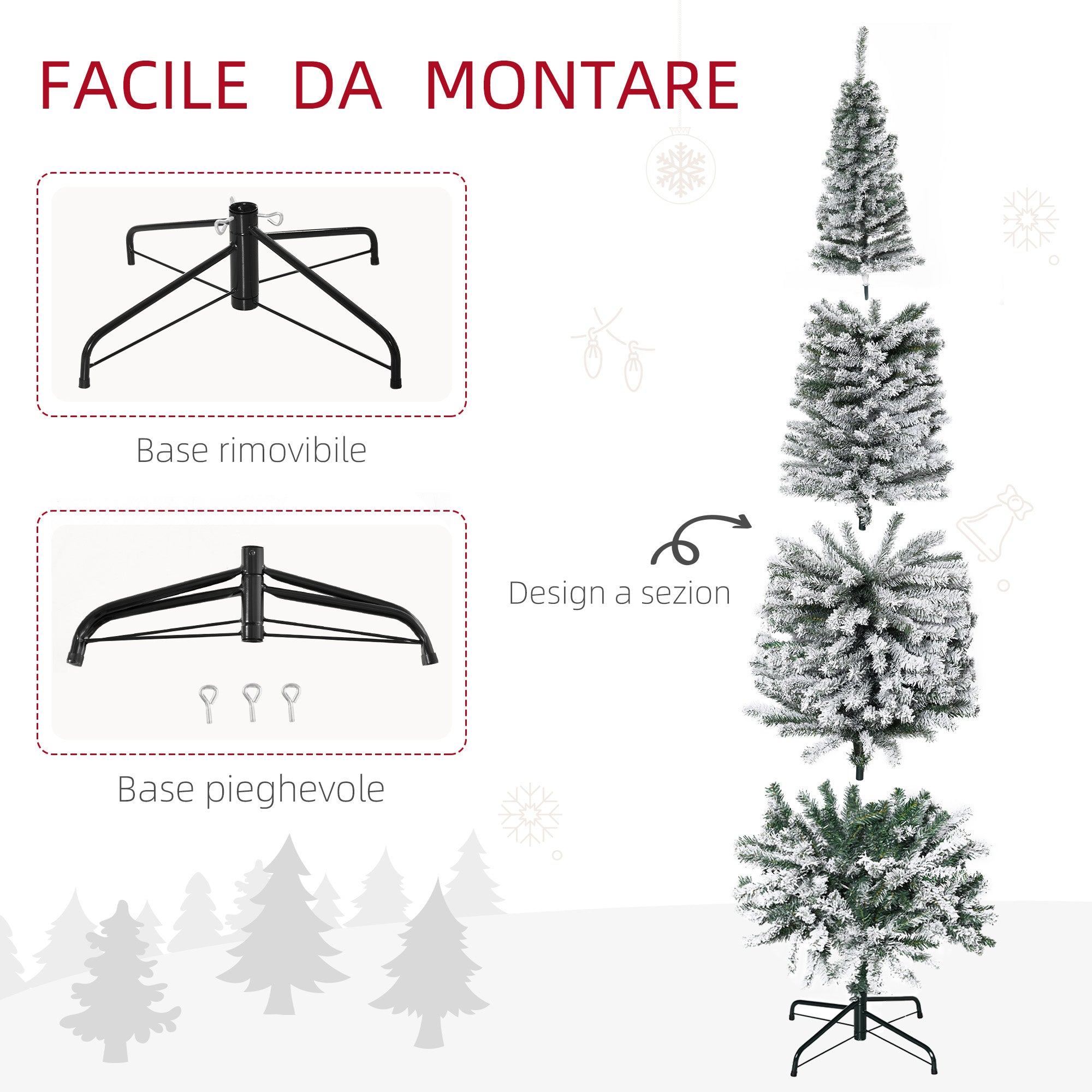 Green PP Snow-Covered Christmas Tree with 492 Fireproof Branches and Stainless Steel Base, Ø60x180 cm 4 (1)
