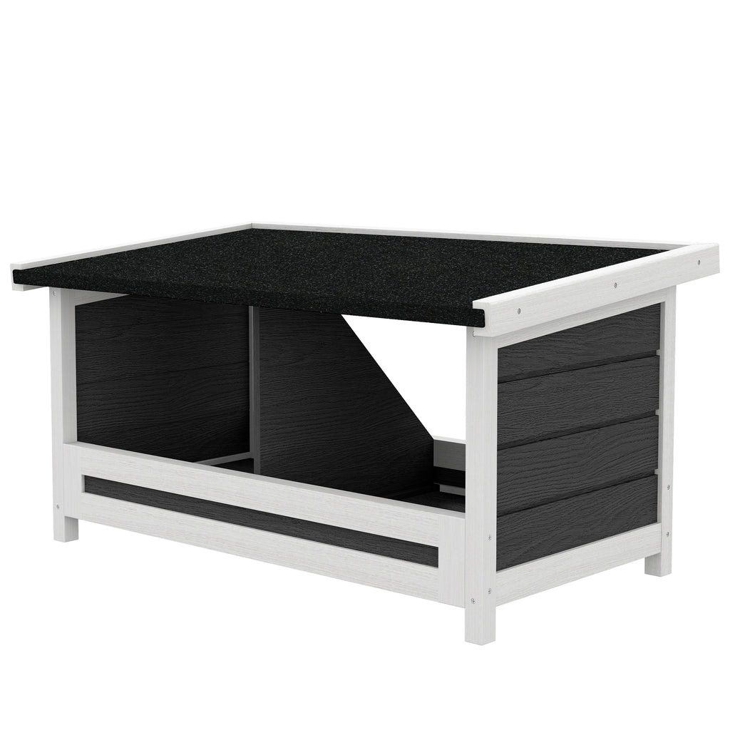2-Panel Chicken Coop with Raised Base and Roof, Wood and Bitumen, 66x37x34 cm, Grey White and Black