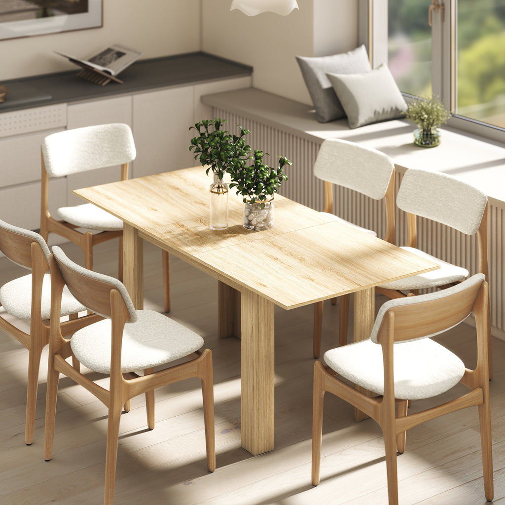 Extendable Dining Table for 6-8 People, 140-180 x 80 cm, Wood Color