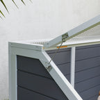 Bottomless Land Turtle House, in Fir Wood and Galvanized Steel, 120x55x50H cm, Gray and White