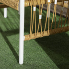 Outsunny Boho Rattan Garden Set with 2 Chairs with Cushions and Round Coffee Table, Yellow