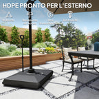 HDPE Cantilever Umbrella Base with Handle and Wheels and Fillable with Water or Sand, 95x95x117 cm, Black