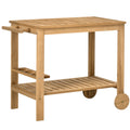 Outsunny Wooden Garden Food Cart with 2 Shelves and Bottle Holder, 95x47x74 cm, Wood Color