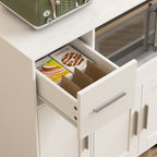 HOMCOM Wooden Microwave Cabinet with Drawer, 2 Cupboards, Open Shelf and Adjustable Top, 80x40x88.7 cm, White