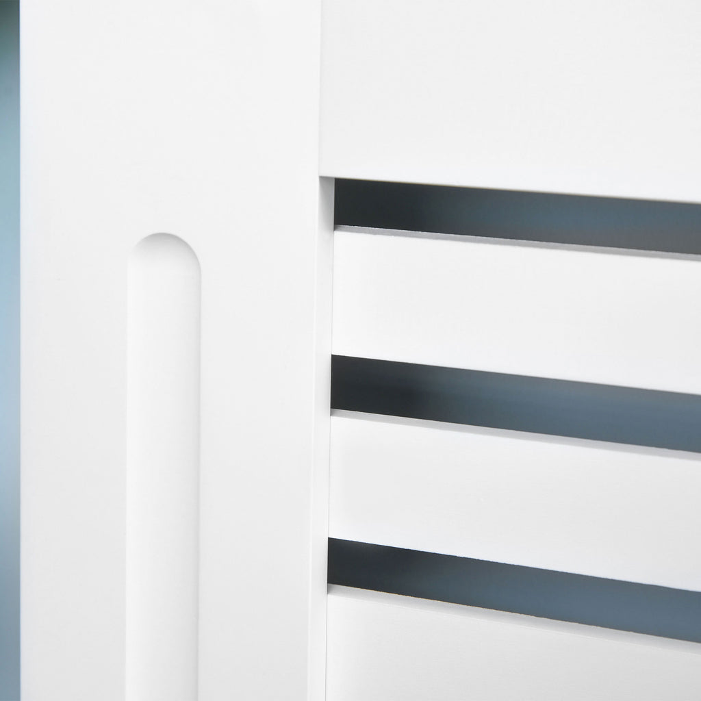 Slatted Radiator Cover with Storage Shelf, Wooden, 172x19x81 cm, White