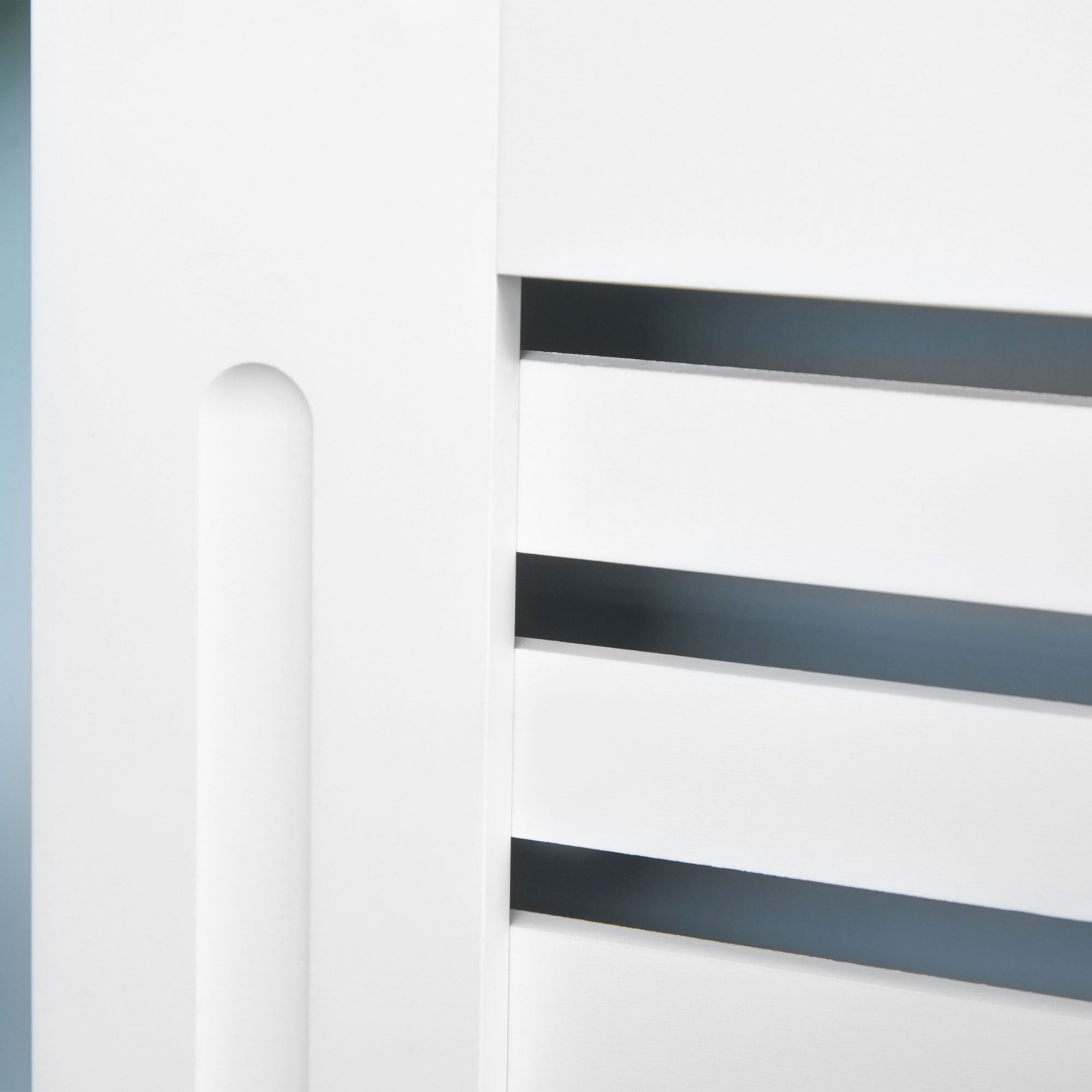 Slatted Radiator Cover with Storage Shelf, Wooden, 172x19x81 cm, White
