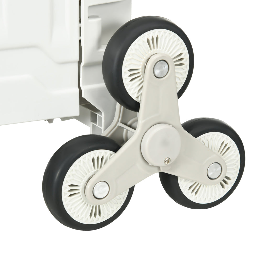 HOMCOM Folding Shopping Cart, Aluminum Trolley, Stair-Climbing Wheels, White