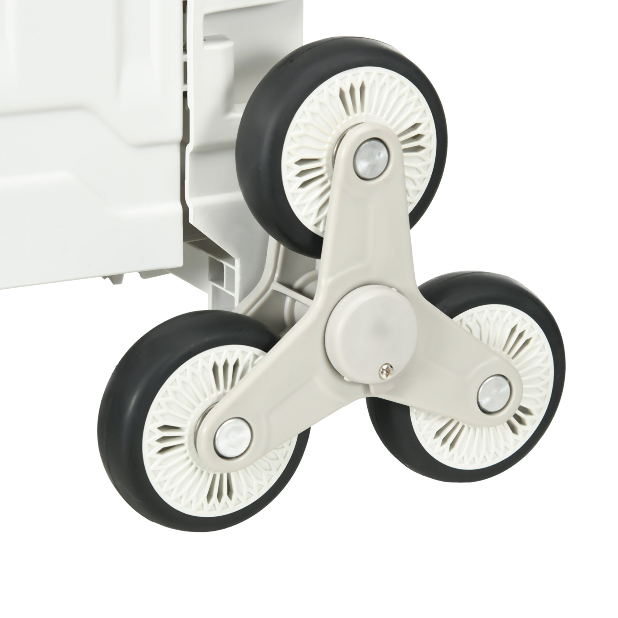 HOMCOM Folding Shopping Cart, Aluminum Trolley, Stair-Climbing Wheels, White