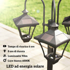 Outsunny 1.85m Stainless Steel Solar Garden Lamp with Adjustable Height, IP44 Waterproof
