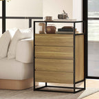 4-Drawer Chest with Open Shelf in Steel and Glass