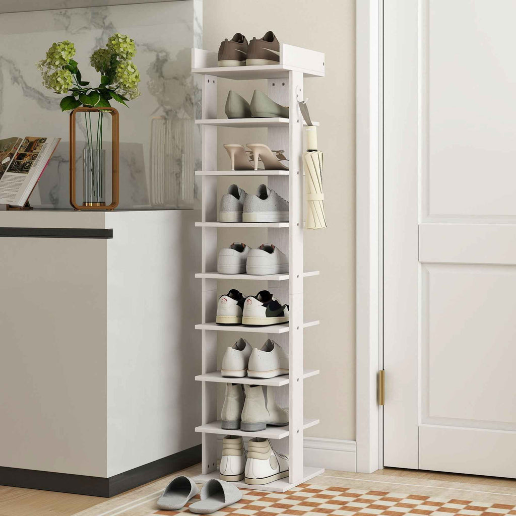 HOMCOM 9-Tier Shoe Rack, Entryway Shoe Organizer, White