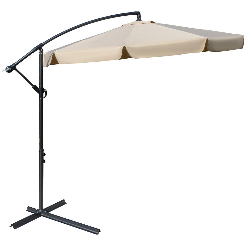 Ø2.7x2.7m Garden Umbrella with Adjustable Canopy, Light Brown
