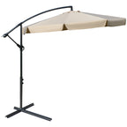 Ø2.7x2.7m Garden Umbrella with Adjustable Canopy, Light Brown