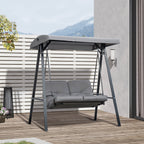 SIERA | 2-Seater Swing with Adjustable Canopy and Cushions, in Steel and Polyester, 144x117x173 cm, Grey