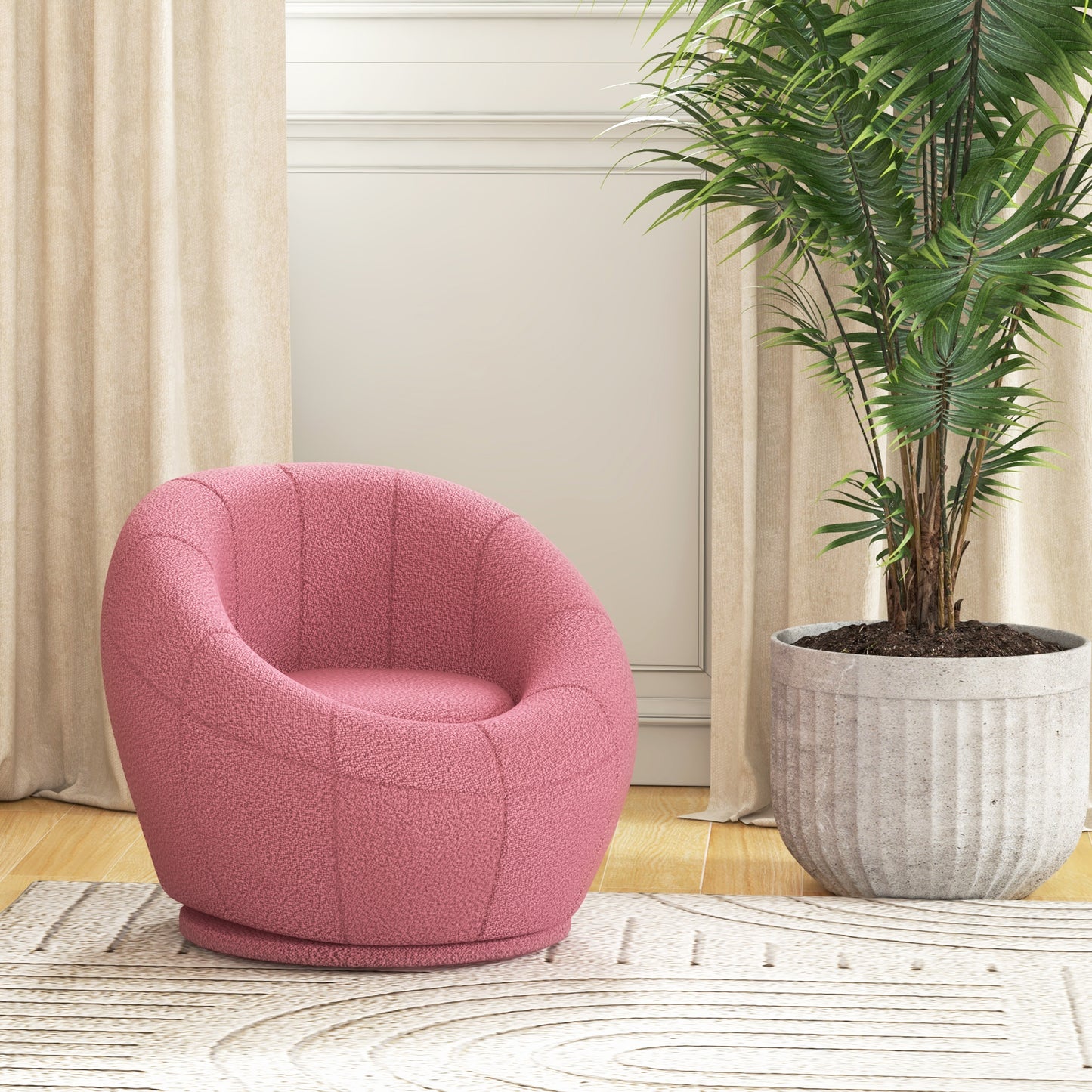 HOMCOM Mini Modern Plush Armchair with Thick Padding, 60x56x48cm, Pink - Borgè